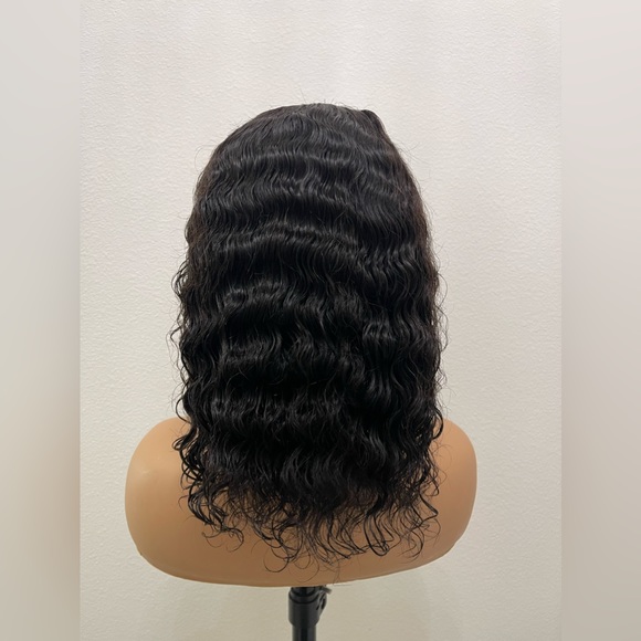 Bob Cut 10” Deep Wave Virgin Human Hair 13x4 Full Frontal Lace Wig - Picture 1 of 10